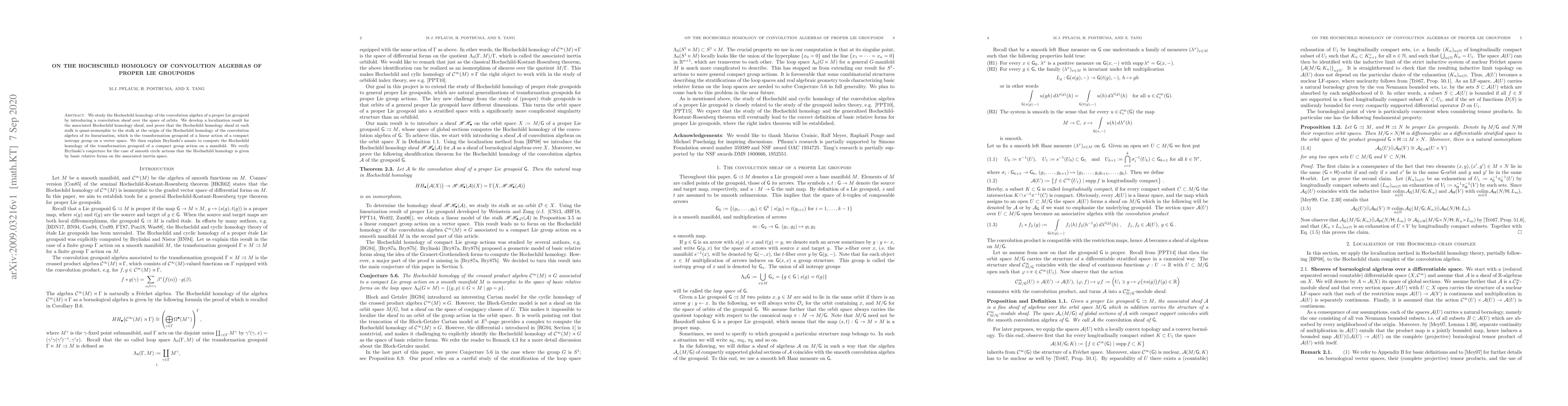 Thumbnail for On the Hochschild homology of convolution algebras of proper Lie
  groupoids
