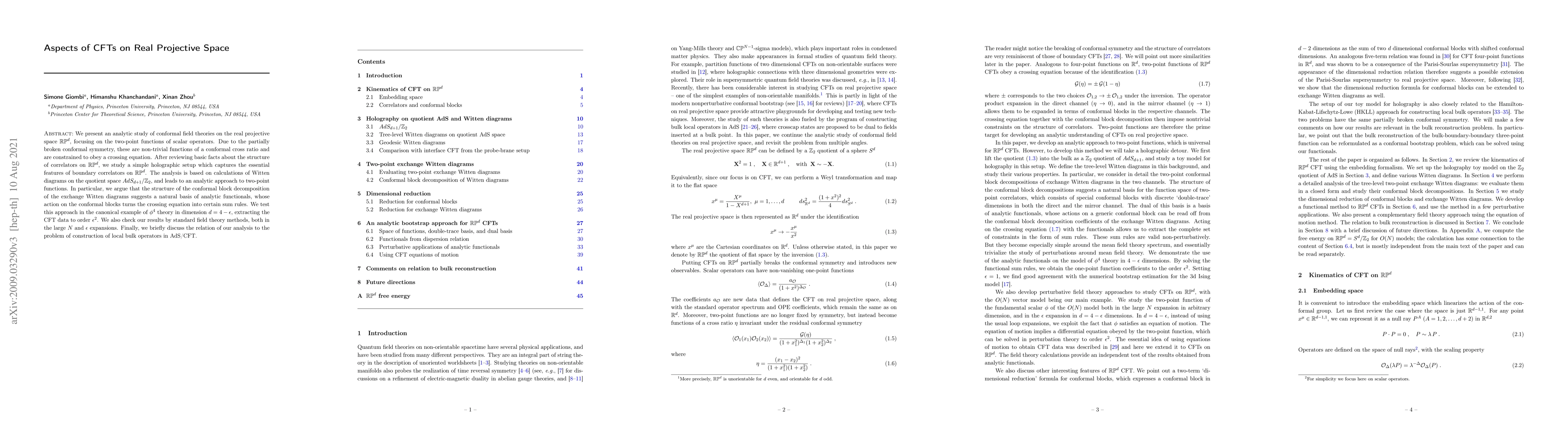 Thumbnail for Aspects of CFTs on Real Projective Space