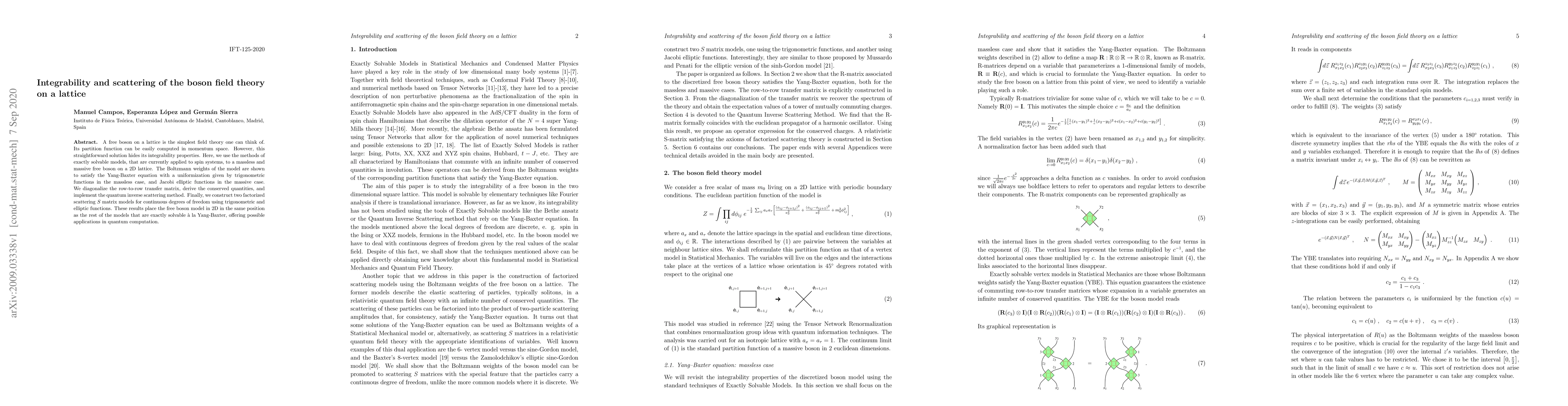 Thumbnail for Integrability and scattering of the boson field theory on a lattice