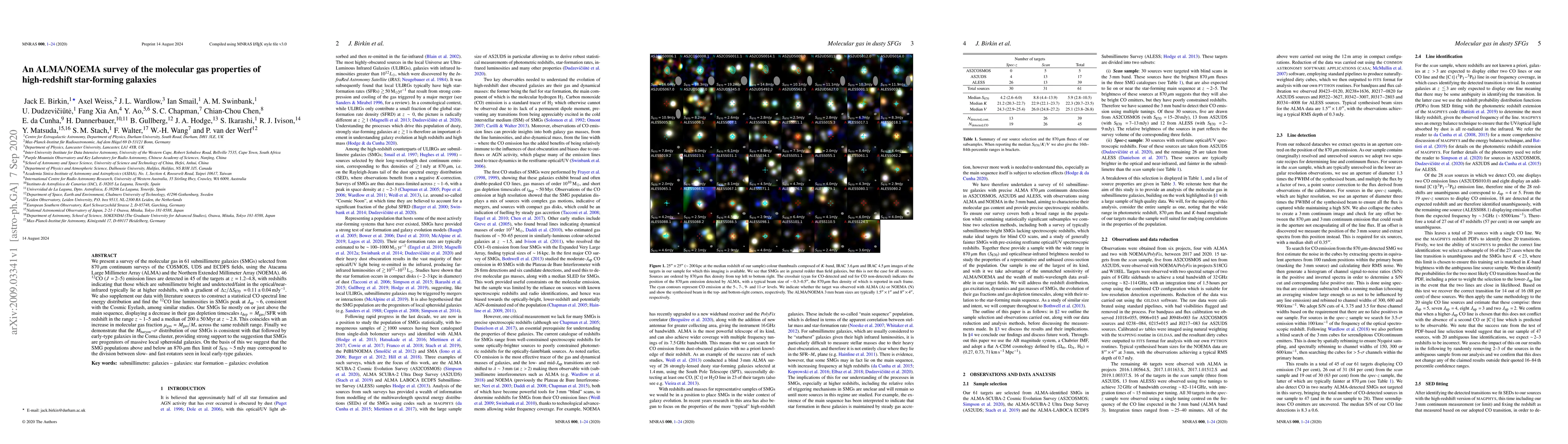 Thumbnail for An ALMA/NOEMA survey of the molecular gas properties of high-redshift
  star-forming galaxies