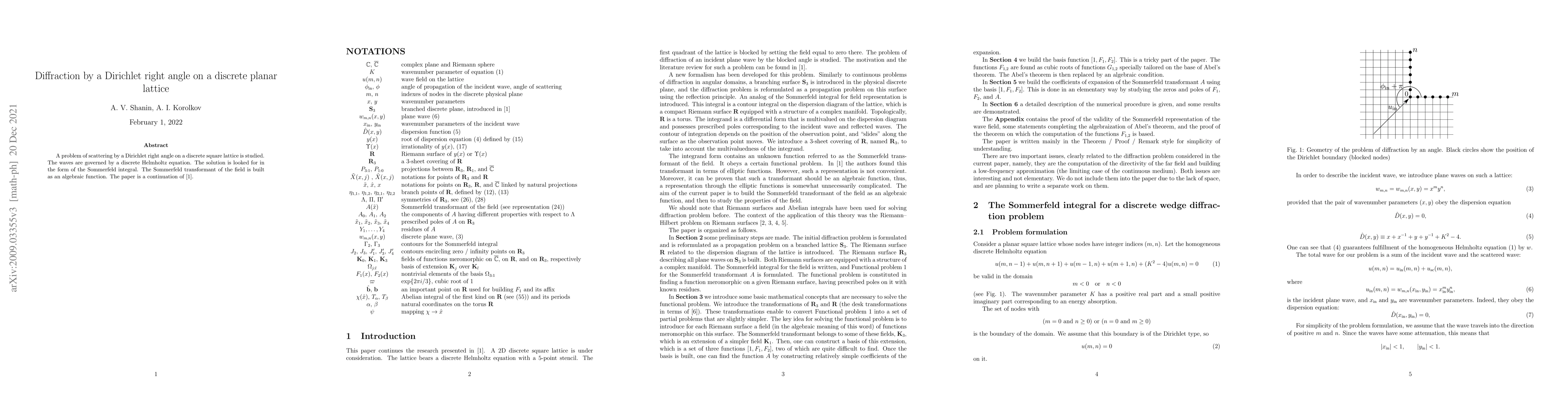 Thumbnail for Diffraction by a Dirichlet right angle on a discrete planar lattice