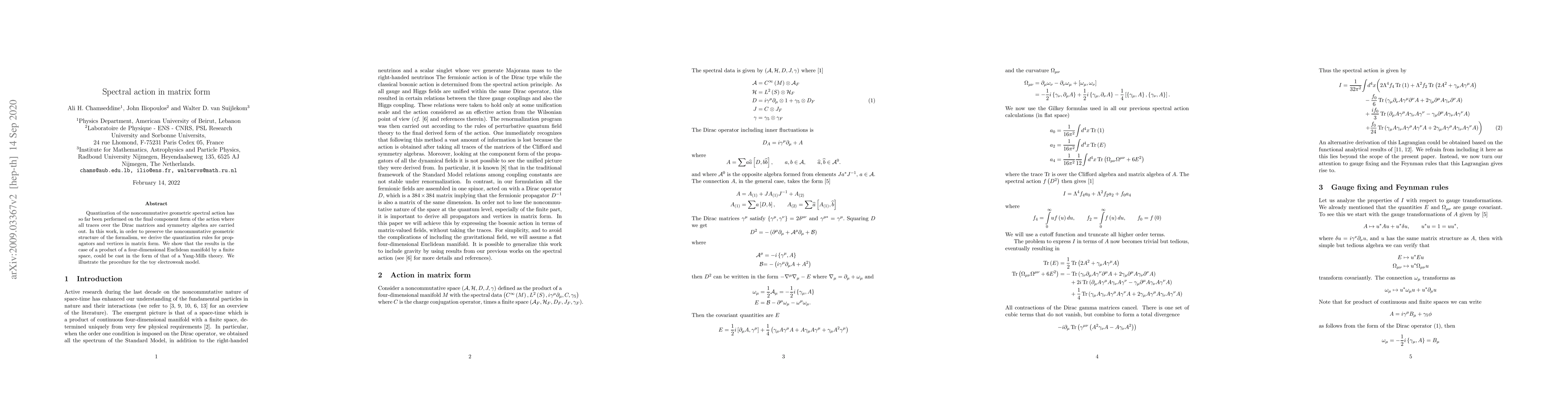 Thumbnail for Spectral action in matrix form
