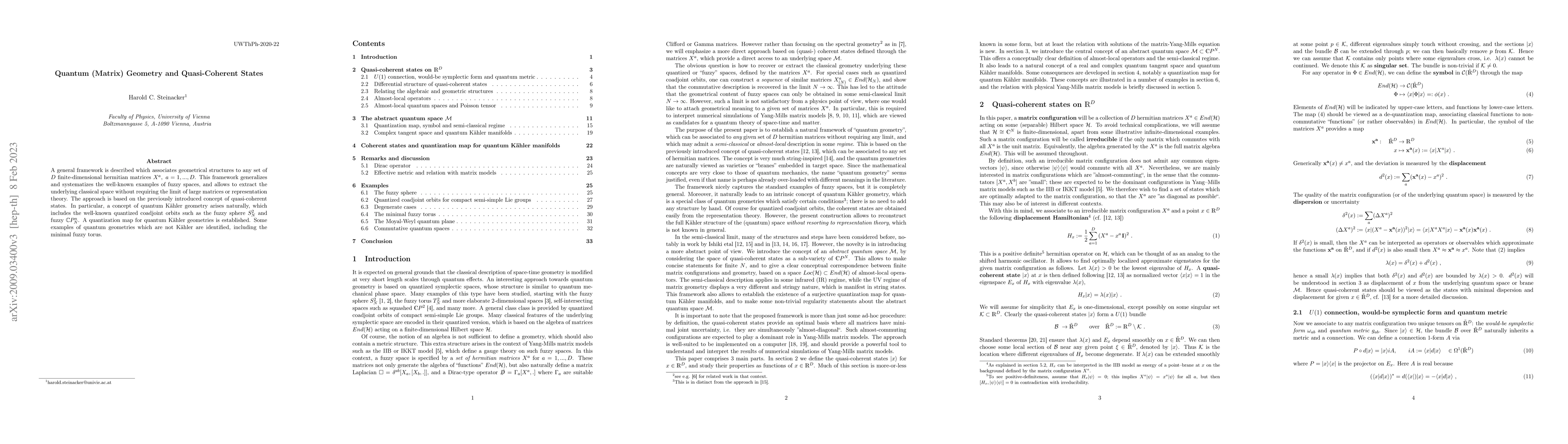 Thumbnail for Quantum (Matrix) Geometry and Quasi-Coherent States