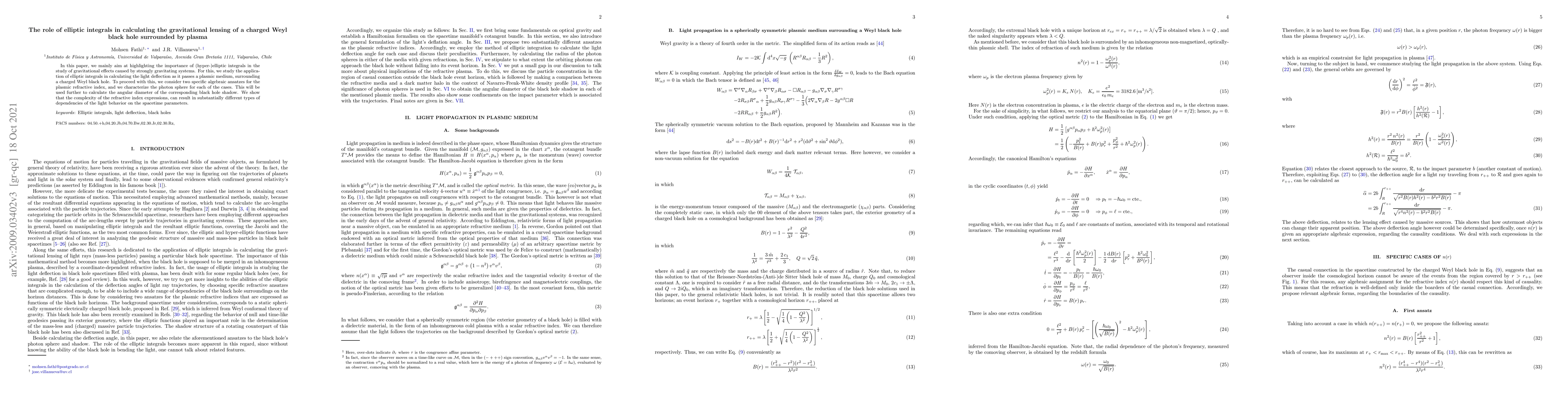 Thumbnail for The role of elliptic integrals in calculating the gravitational lensing
  of a charged Weyl black hole surrounded by plasma