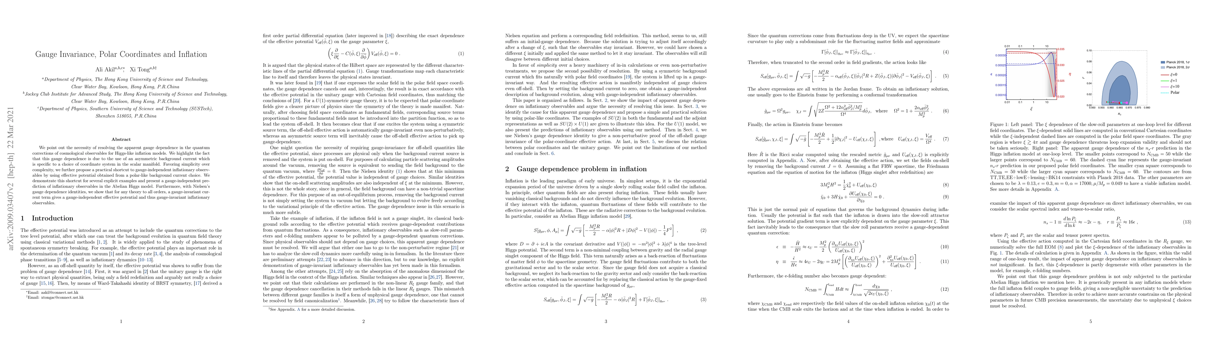 Thumbnail for Gauge Invariance, Polar Coordinates and Inflation