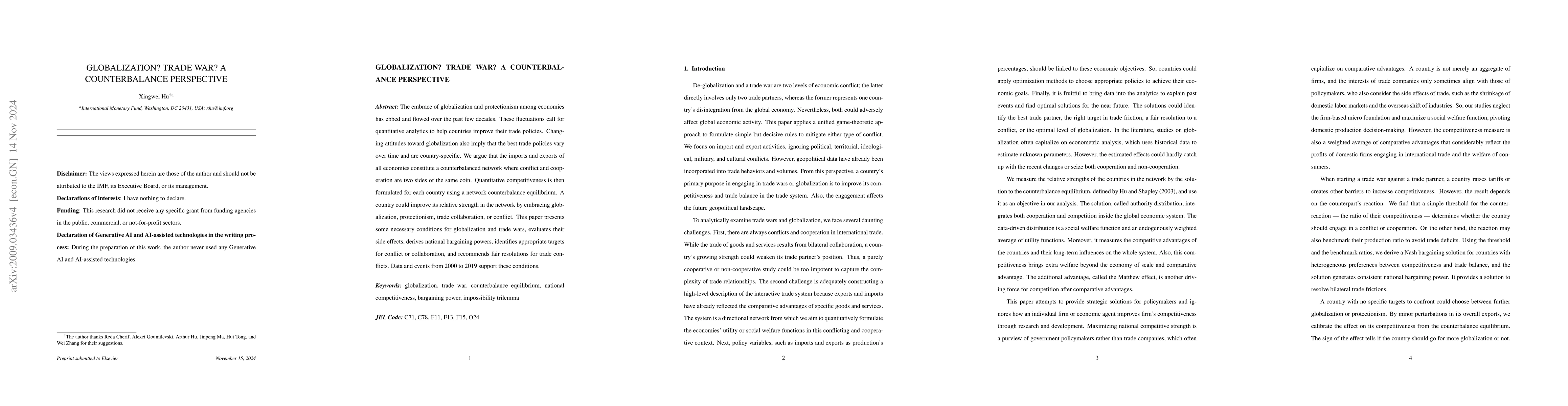 Thumbnail for Globalization? Trade War? A Counterbalance Perspective