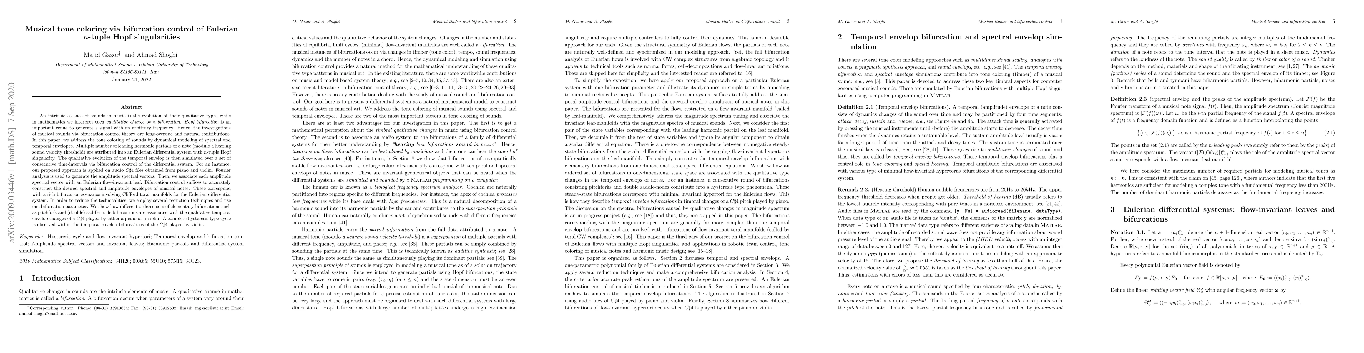 Thumbnail for Musical tone coloring via bifurcation control of Eulerian n-tuple Hopf
  singularities