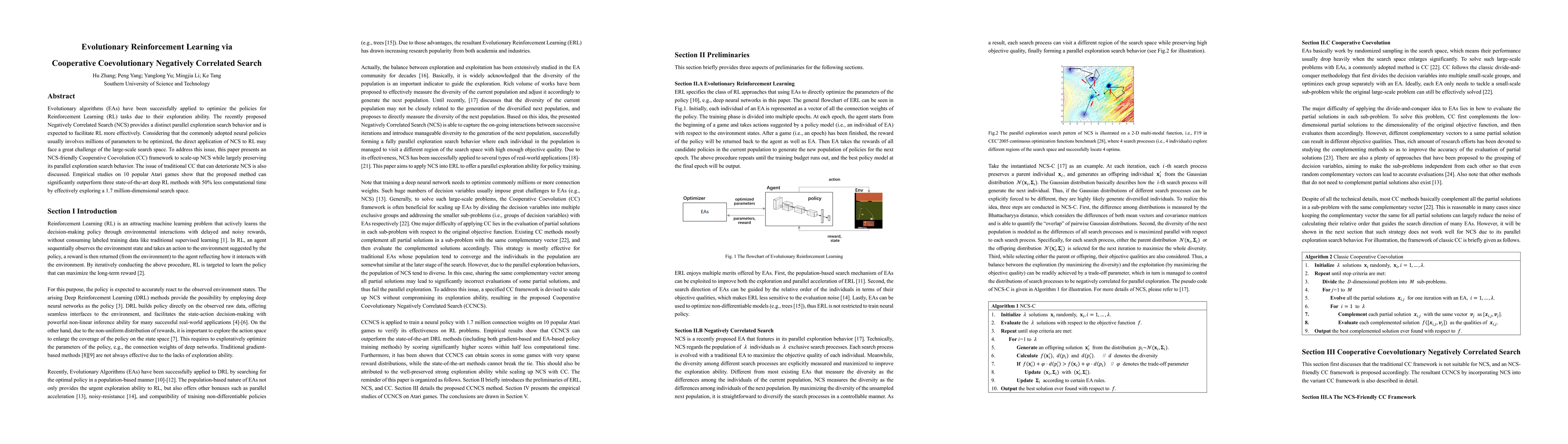 Thumbnail for Evolutionary Reinforcement Learning via Cooperative Coevolutionary
  Negatively Correlated Search