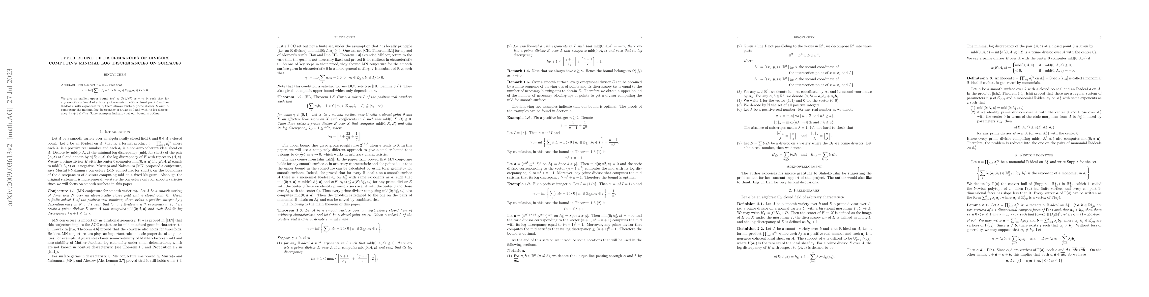 Thumbnail for Upper bound of discrepancies of divisors computing minimal log
  discrepancies on surfaces