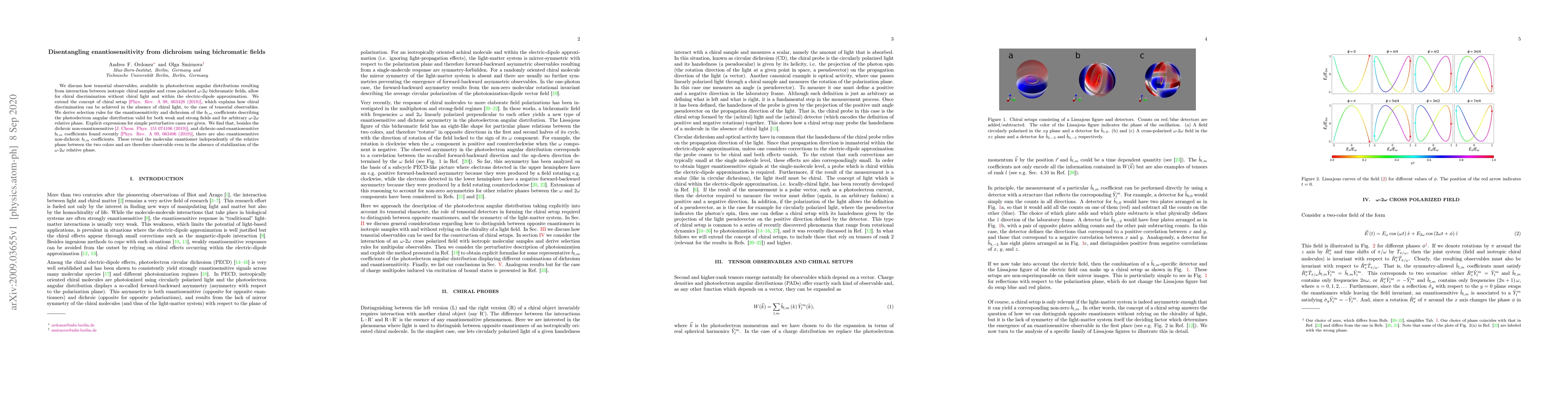 Thumbnail for Disentangling enantiosensitivity from dichroism using bichromatic fields