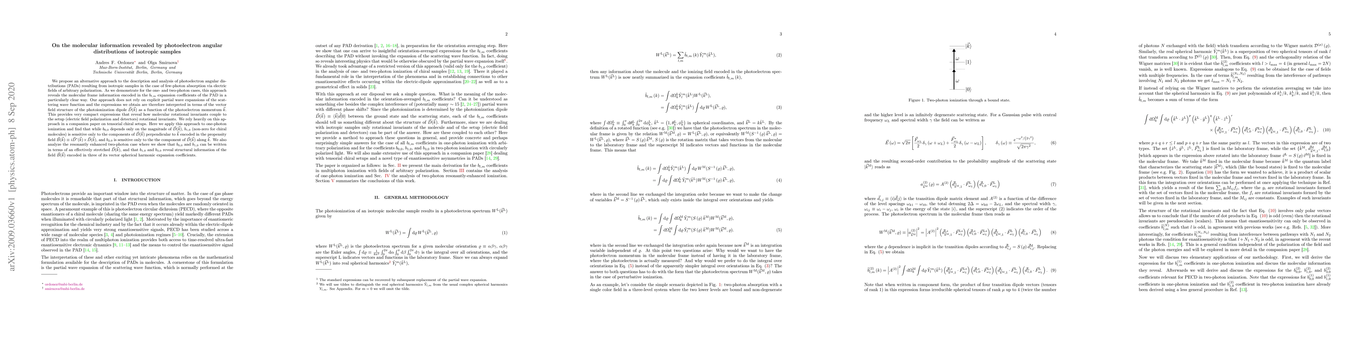Thumbnail for On the molecular information revealed by photoelectron angular
  distributions of isotropic samples