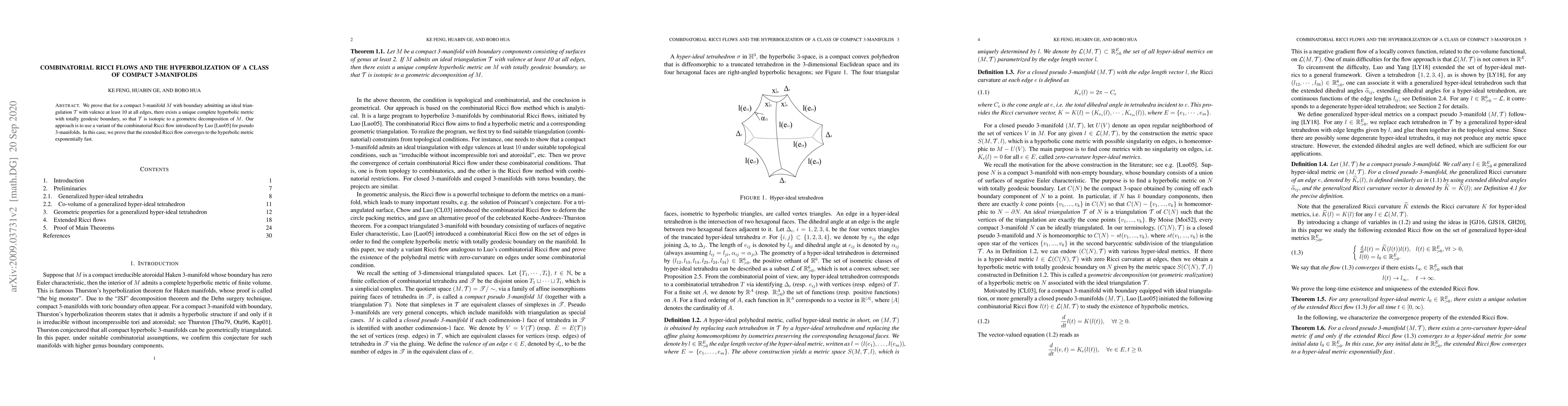 Thumbnail for Combinatorial Ricci flows and the hyperbolization of a class of compact
  3-manifolds