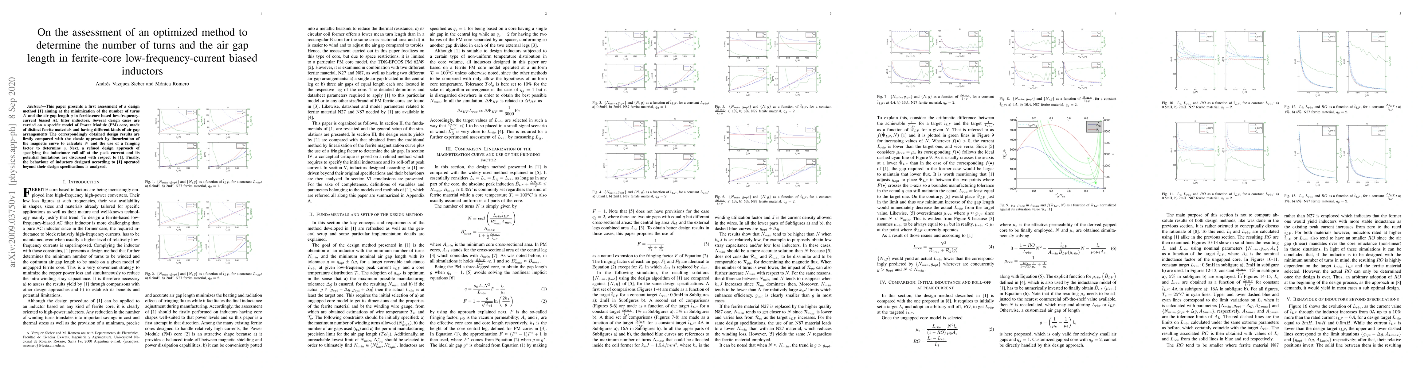 Thumbnail for On the assessment of an optimized method to determine the number of
  turns and the air gap length in ferrite-core low-frequency-current biased
  inductors