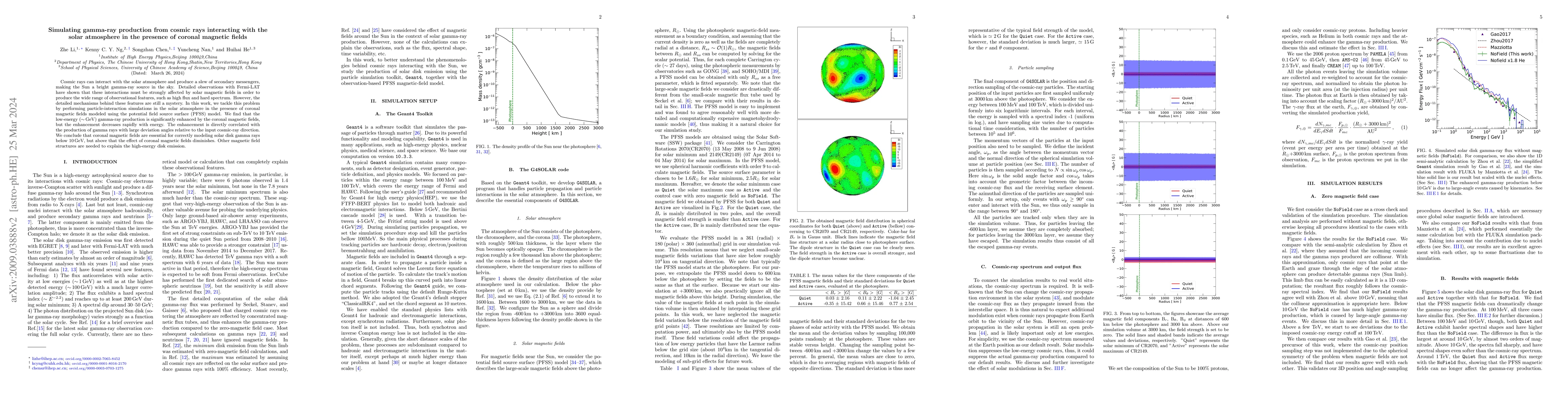 Thumbnail for Simulating gamma-ray production from cosmic rays interacting with the
  solar atmosphere in the presence of coronal magnetic fields