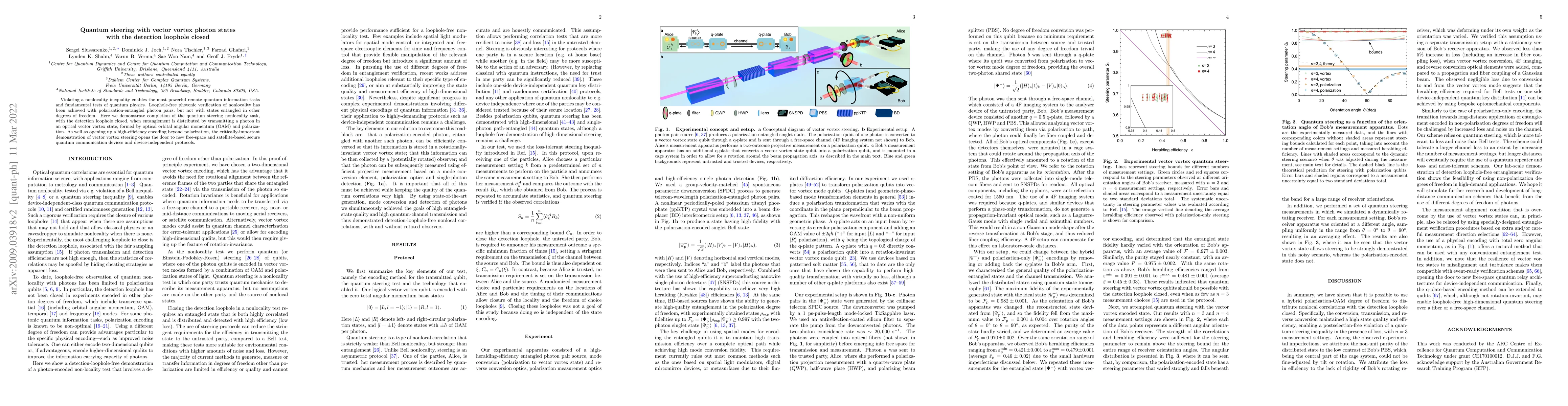 Thumbnail for Quantum steering with vector vortex photon states with the detection
  loophole closed