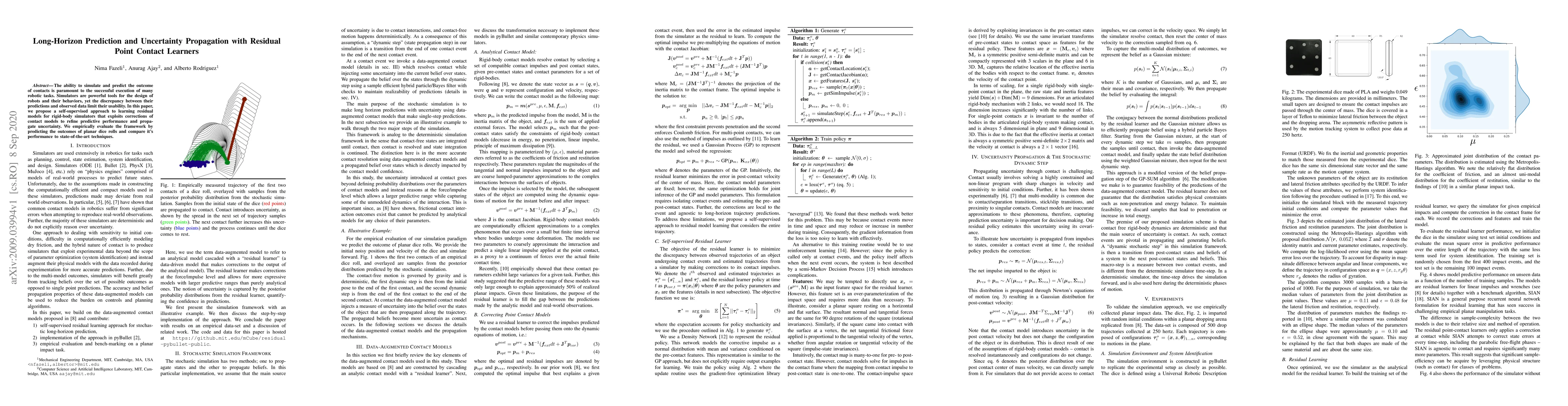 Thumbnail for Long-Horizon Prediction and Uncertainty Propagation with Residual Point
  Contact Learners