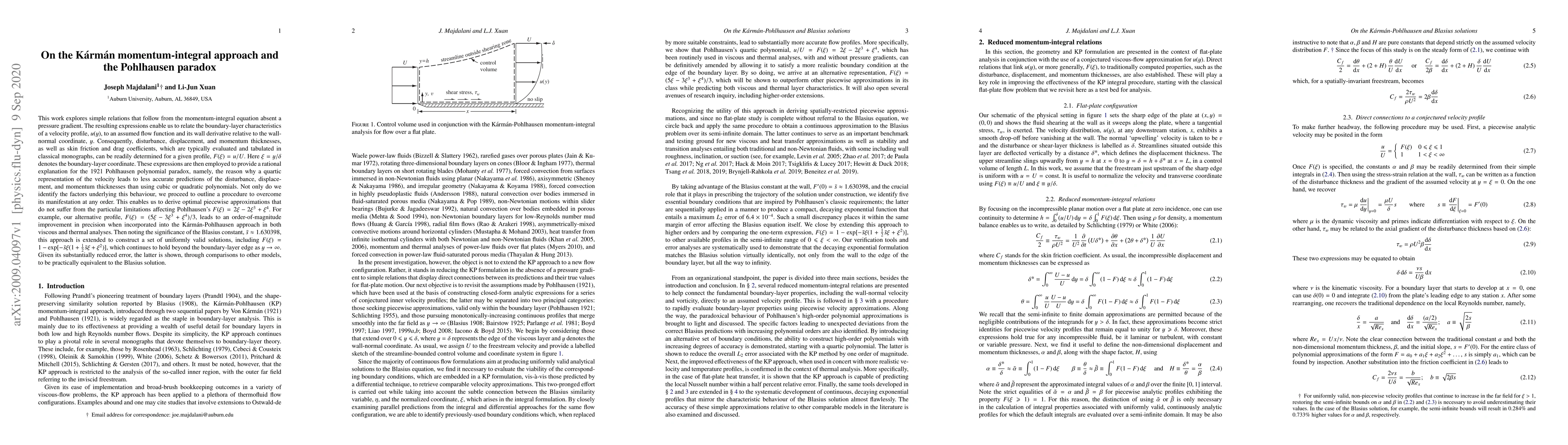 Thumbnail for On the K\'arm\'an momentum-integral approach and the Pohlhausen paradox