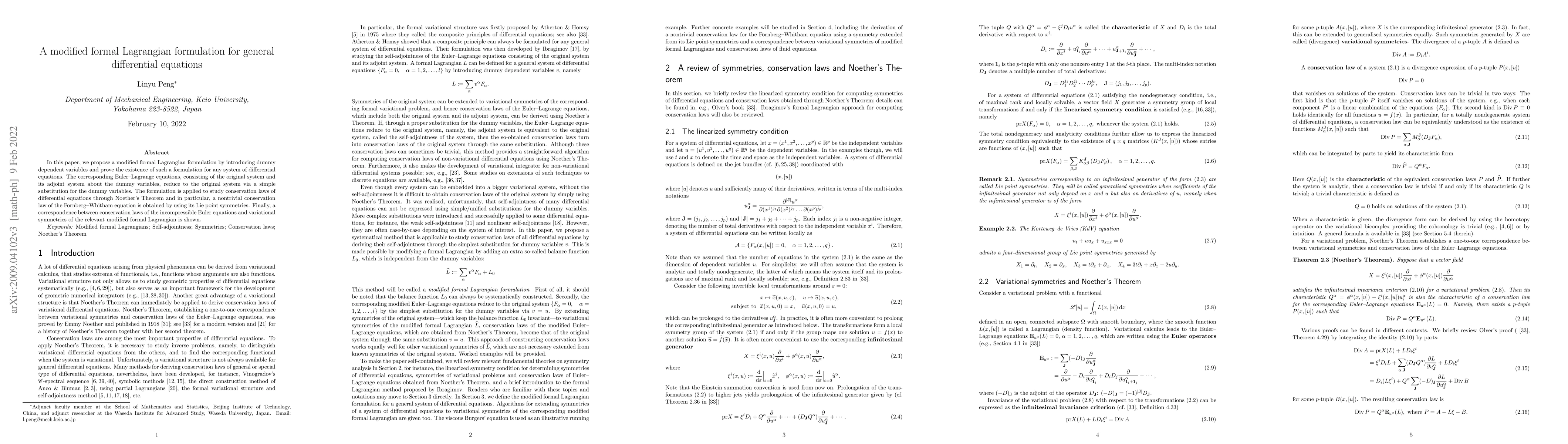 Thumbnail for A modified formal Lagrangian formulation for general differential
  equations