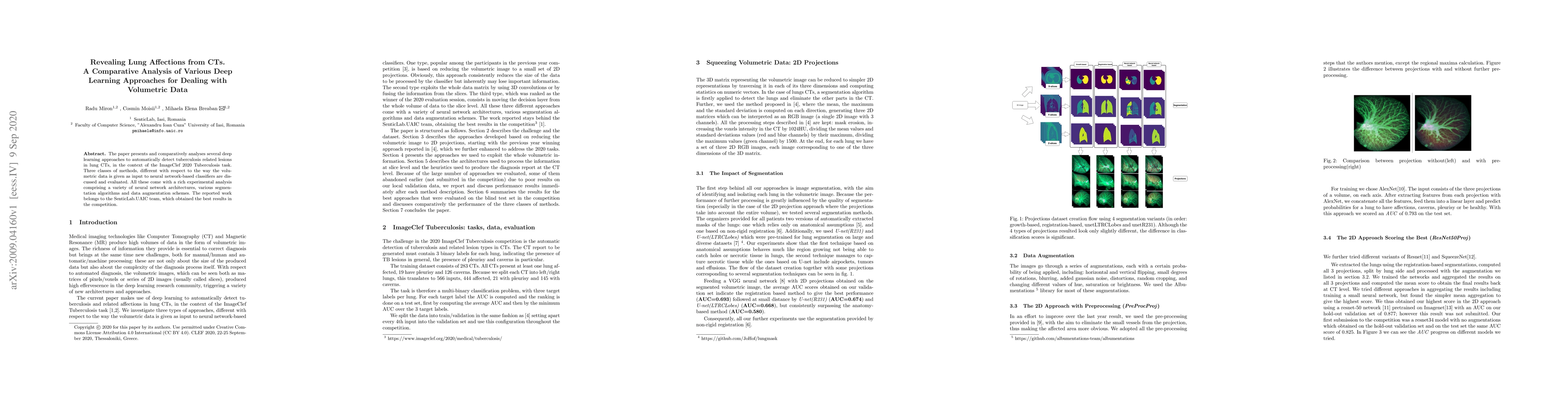 Thumbnail for Revealing Lung Affections from CTs. A Comparative Analysis of Various
  Deep Learning Approaches for Dealing with Volumetric Data