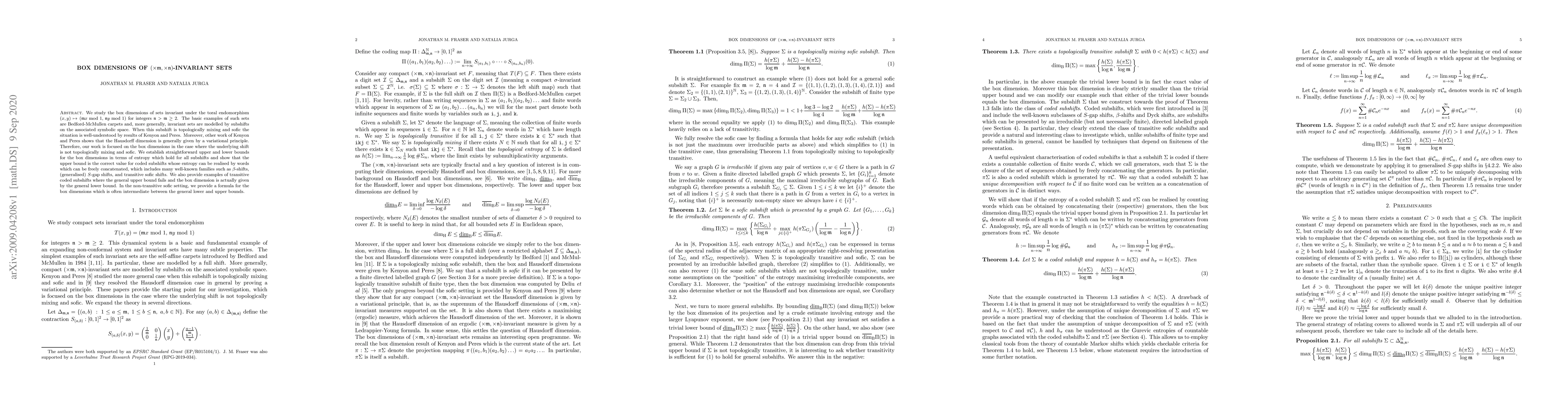 Thumbnail for Box dimensions of $(\times m, \times n)$-invariant sets