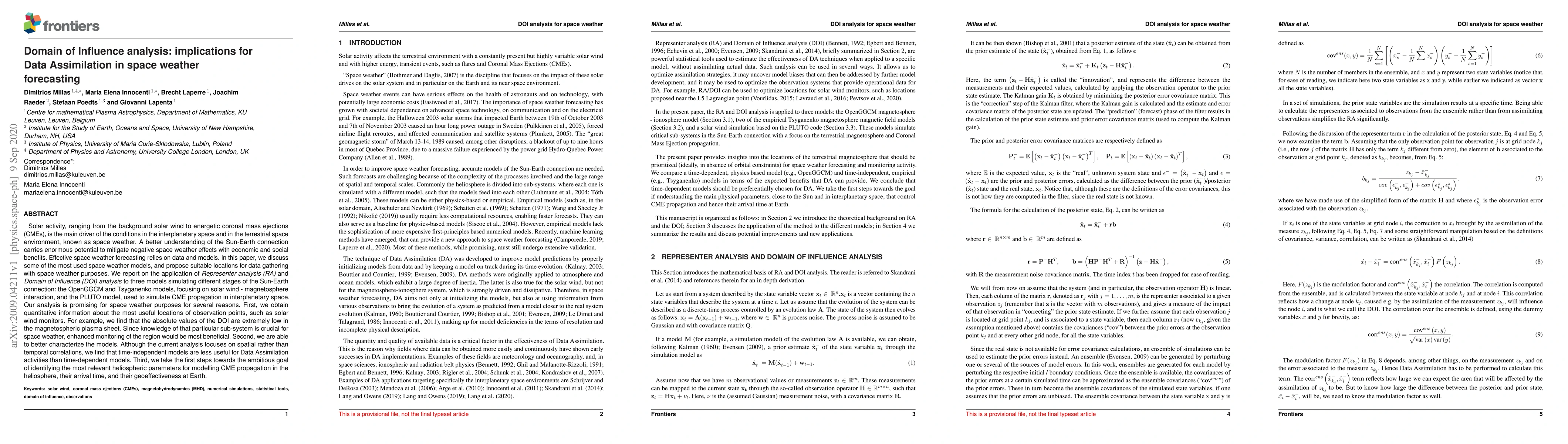 Thumbnail for Domain of Influence analysis: implications for Data Assimilation in
  space weather forecasting