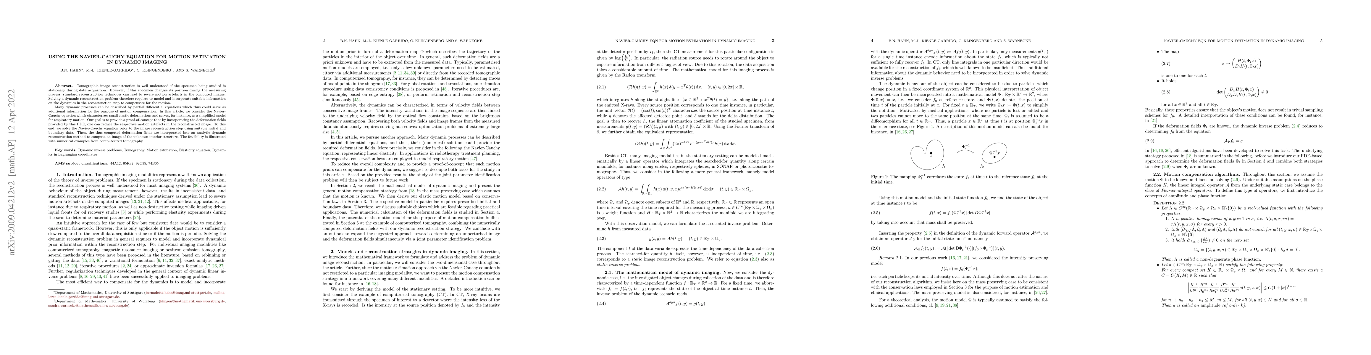 Thumbnail for Using the Navier-Cauchy equation for motion estimation in dynamic
  imaging