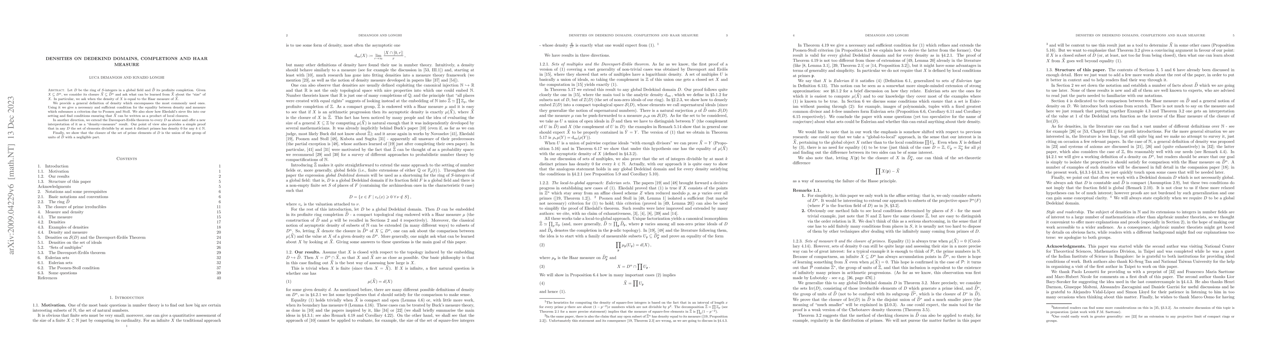 Thumbnail for Densities on Dedekind domains, completions and Haar measure