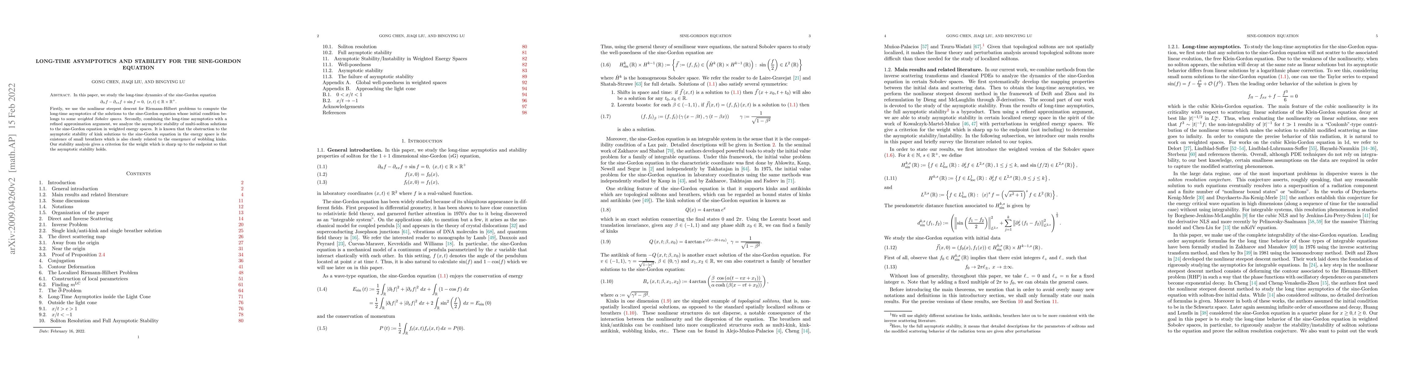 Thumbnail for Long-time asymptotics and stability for the sine-Gordon equation