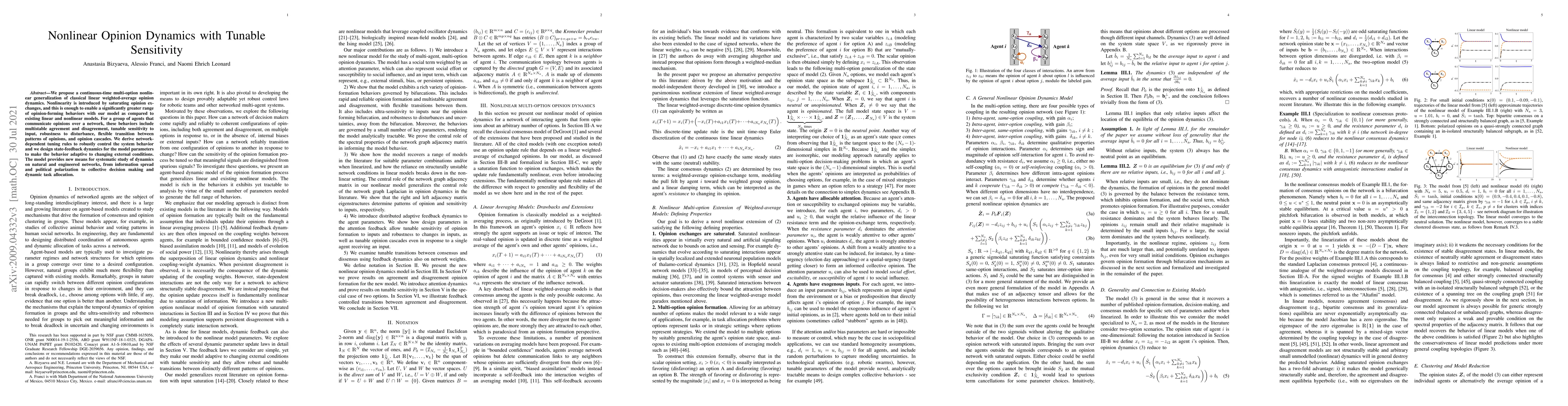 Thumbnail for Nonlinear Opinion Dynamics with Tunable Sensitivity