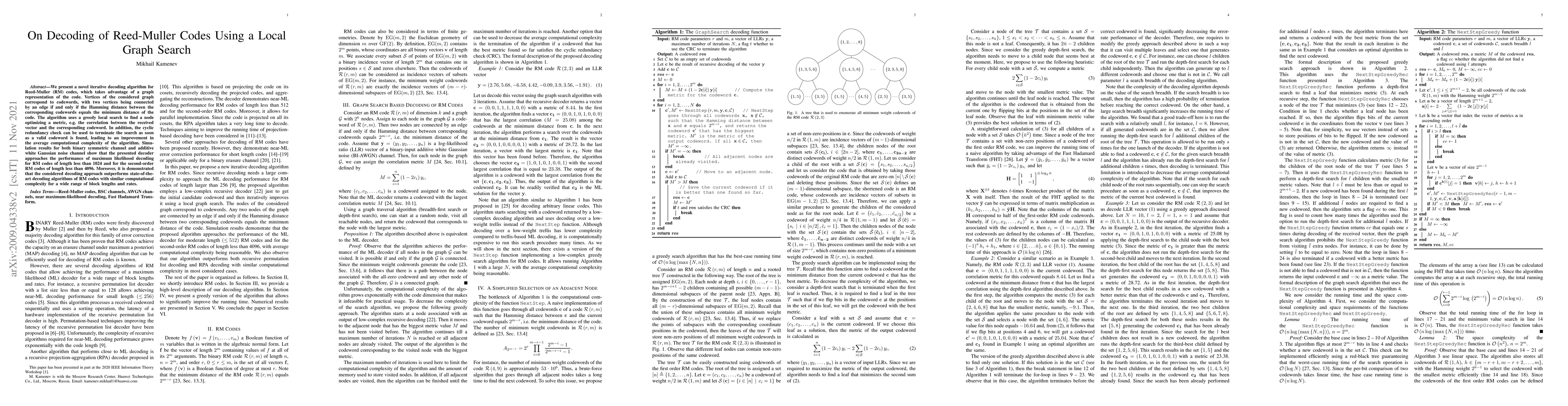 Thumbnail for On Decoding of Reed-Muller Codes Using a Local Graph Search