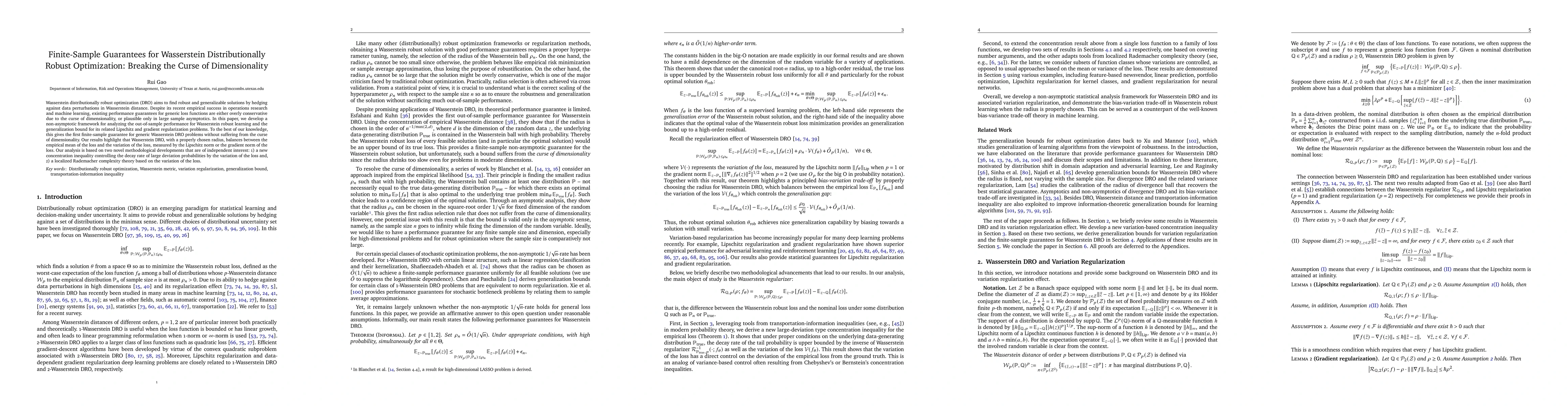 Thumbnail for Finite-Sample Guarantees for Wasserstein Distributionally Robust
  Optimization: Breaking the Curse of Dimensionality