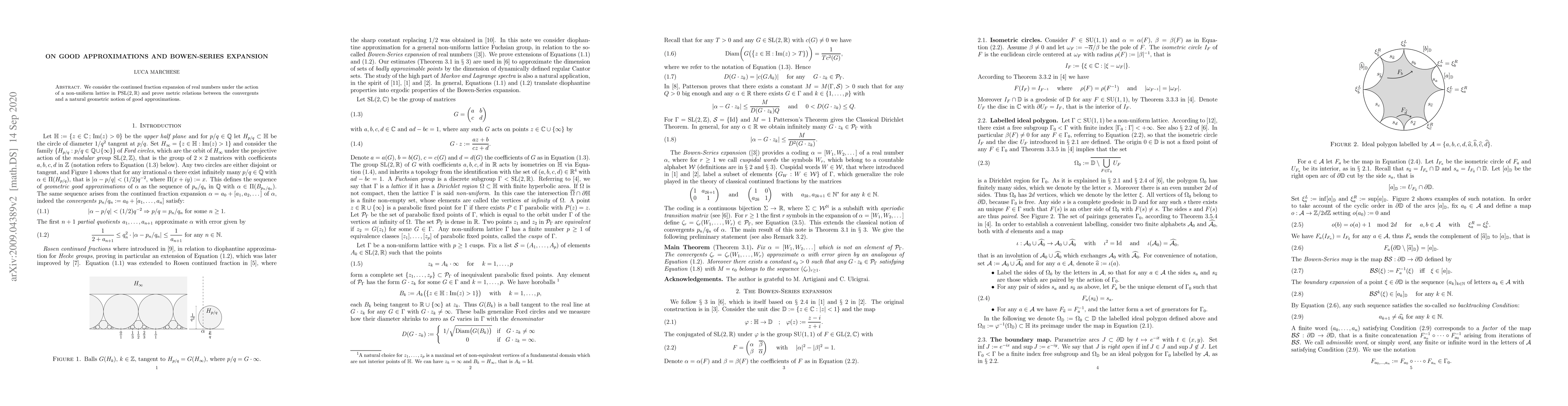 Thumbnail for On good approximations and Bowen-Series expansion