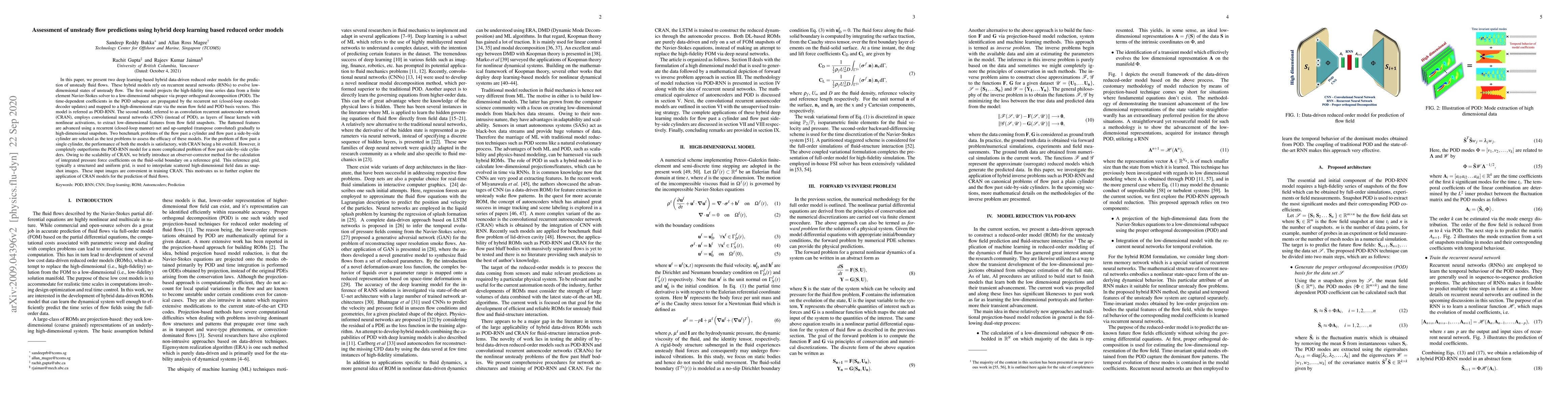 Thumbnail for Assessment of unsteady flow predictions using hybrid deep learning based
  reduced order models