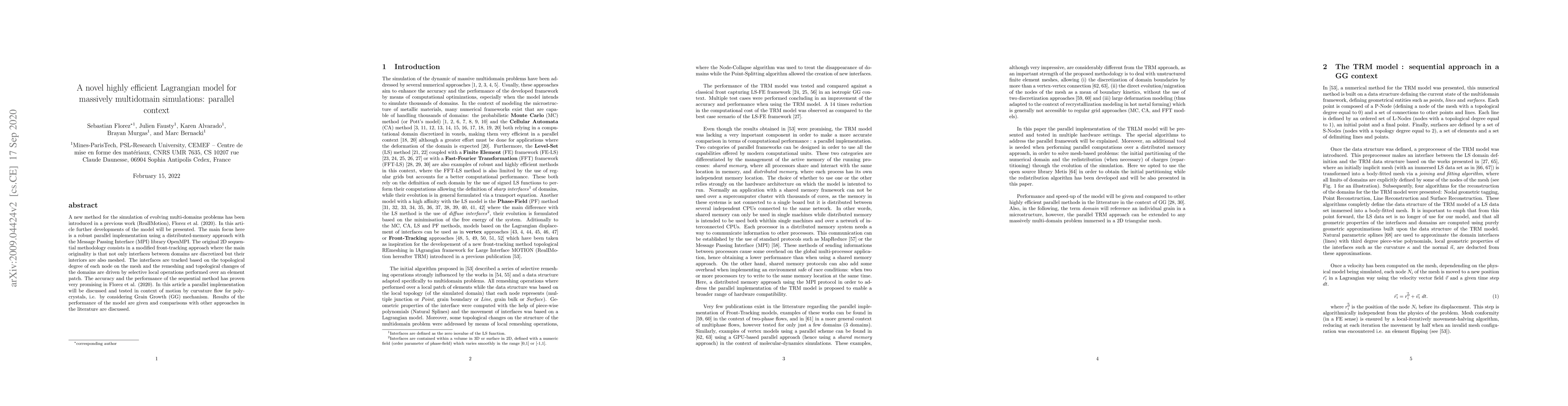 Thumbnail for A novel highly efficient Lagrangian model for massively multidomain
  simulations: parallel context