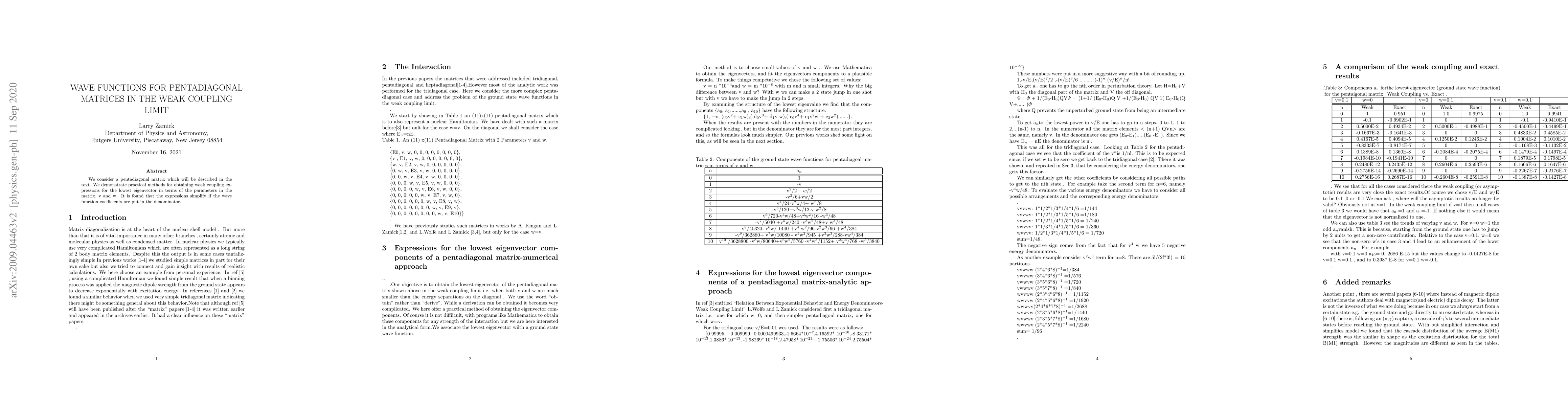 Thumbnail for Wave Functions of Pentadiagonal Matrices in the Weak Coupling Limit