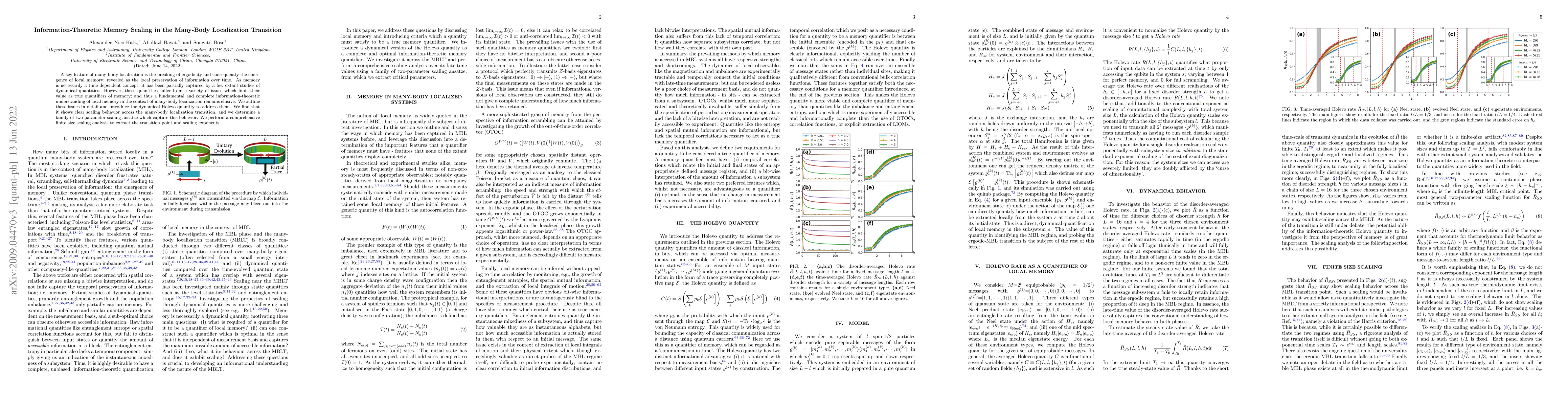 Thumbnail for Information-Theoretic Memory Scaling in the Many-Body Localization
  Transition
