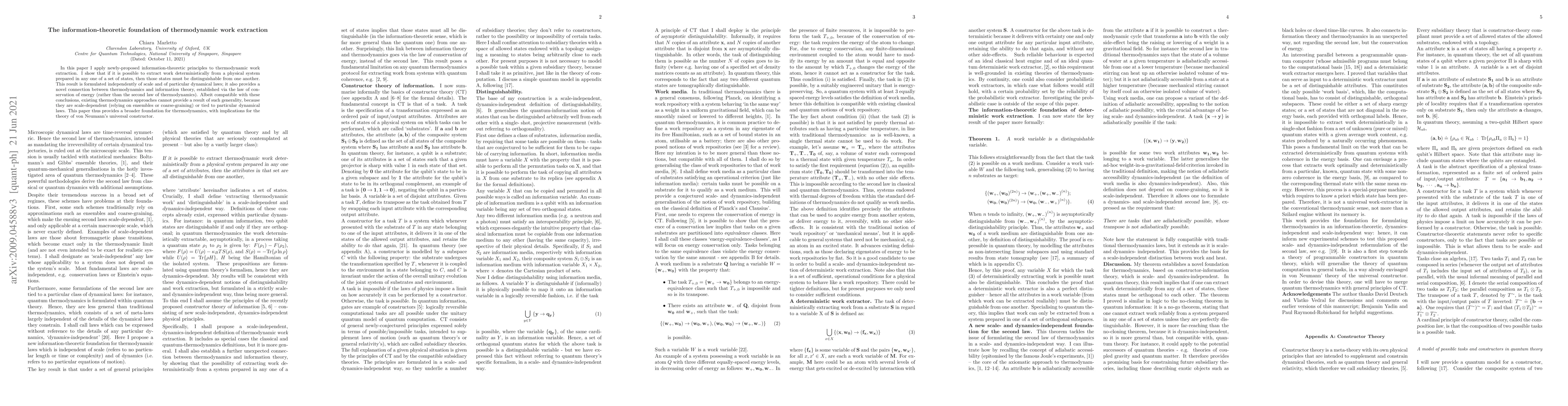 Thumbnail for The information-theoretic foundation of thermodynamic work extraction