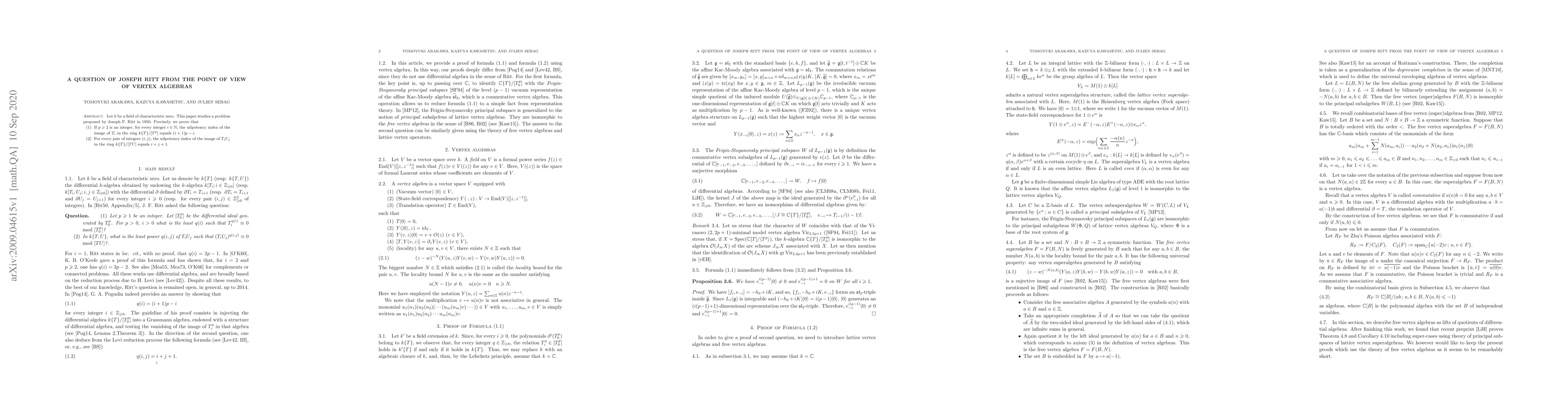 Thumbnail for A question of Joseph Ritt from the point of view of vertex algebras