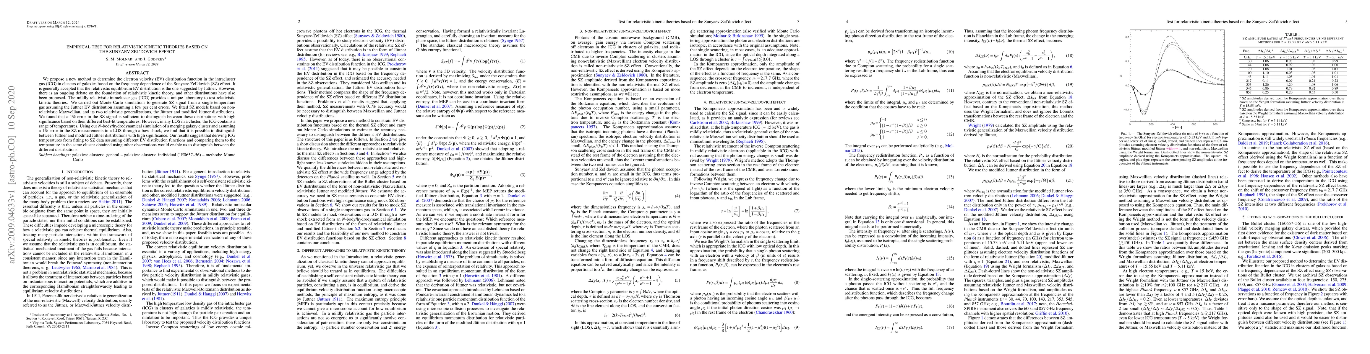 Thumbnail for Empirical test for relativistic kinetic theories based on the
  Sunyaev-Zel'dovich effect