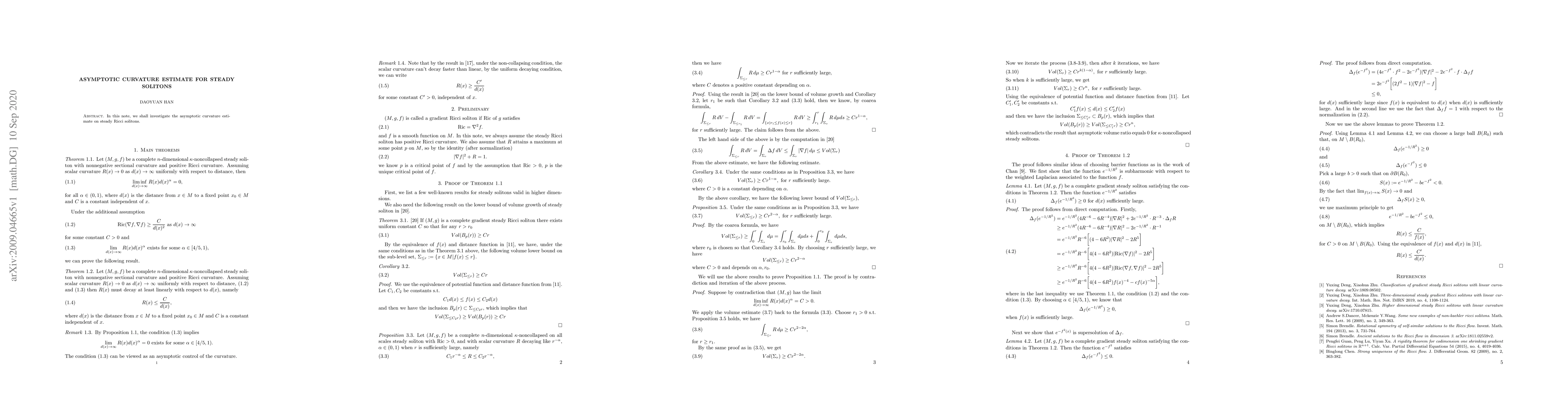 Thumbnail for Asymptotic curvature estimate for steady solitons