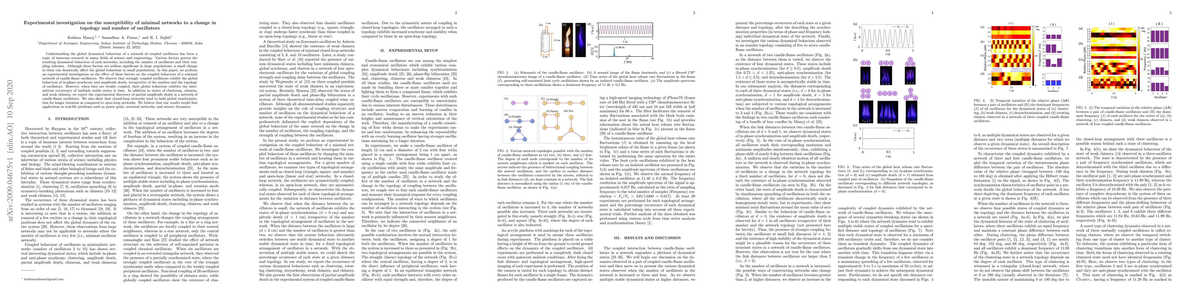Thumbnail for Experimental investigation on the susceptibility of minimal networks to
  a change in topology and number of oscillators