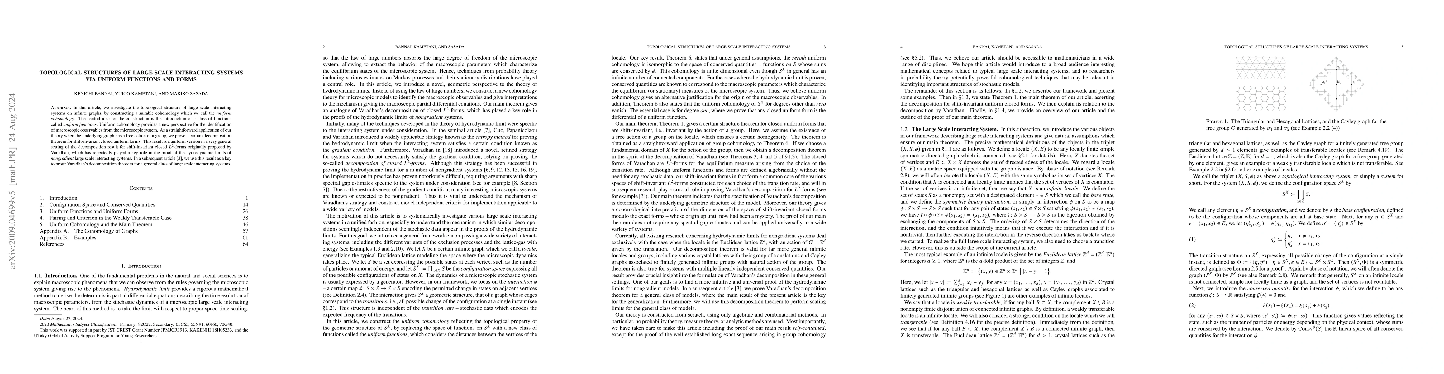 Thumbnail for Topological Structures of Large Scale Interacting Systems via Uniform
  Functions and Forms