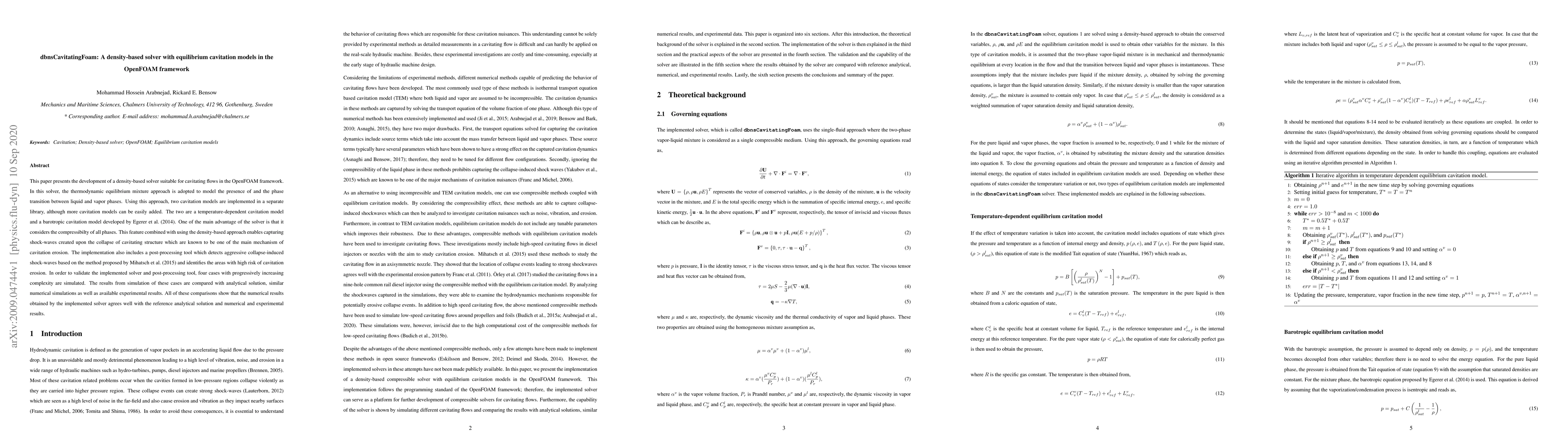 Thumbnail for dbnsCavitatingFoam: A density-based solver with equilibrium cavitation
  models in the OpenFOAM framework