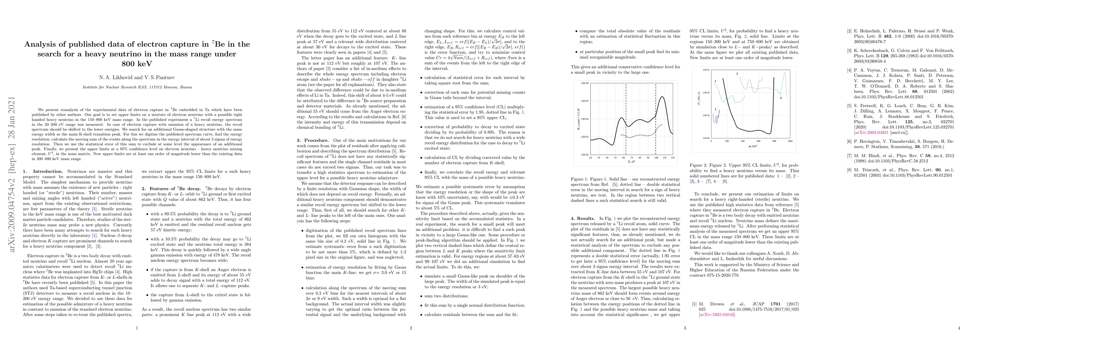 Thumbnail for Analysis of published data of electron capture in 7Be in the search for
  a heavy neutrino in the mass range under 800 keV