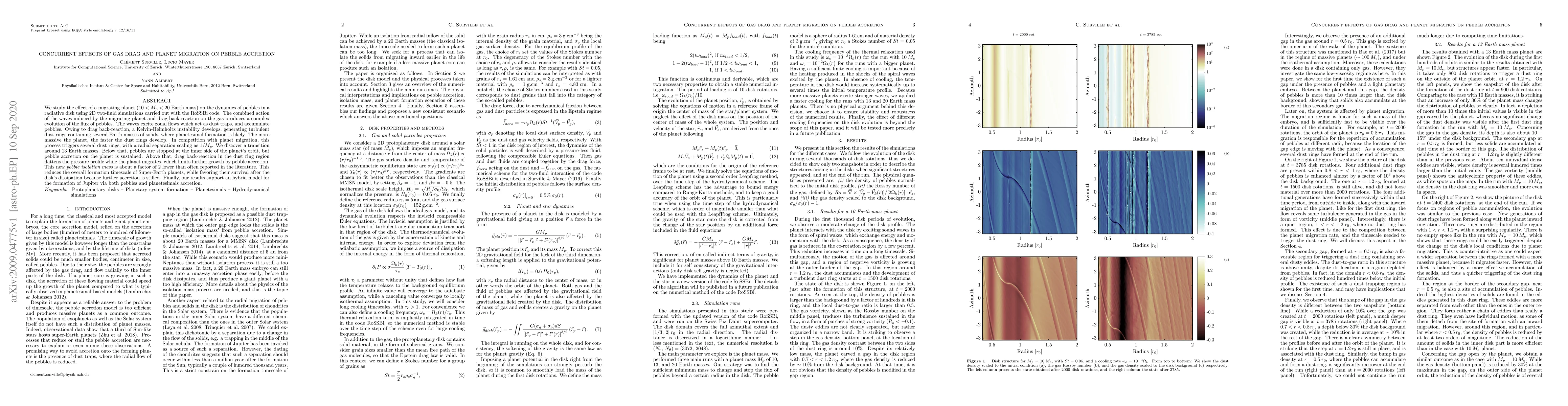 Thumbnail for Concurrent effects of gas drag and planet migration on pebble accretion