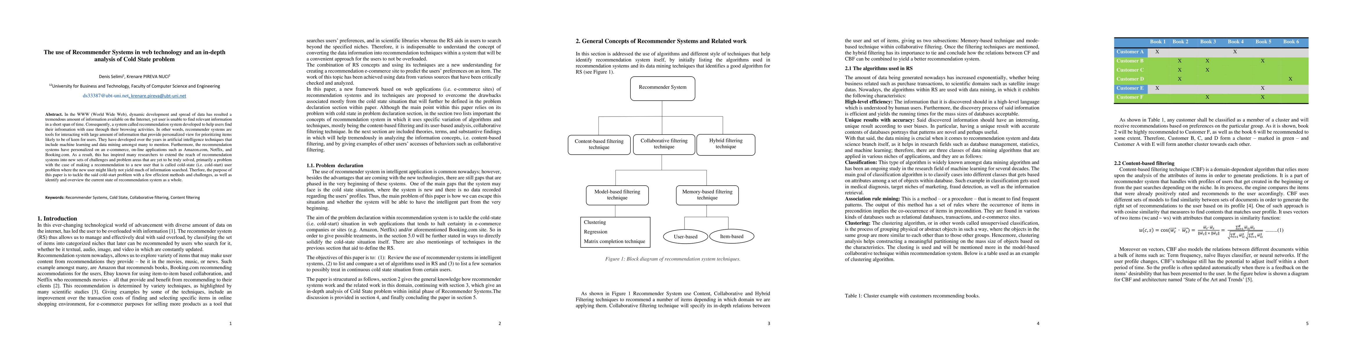 Thumbnail for The use of Recommender Systems in web technology and an in-depth
  analysis of Cold State problem