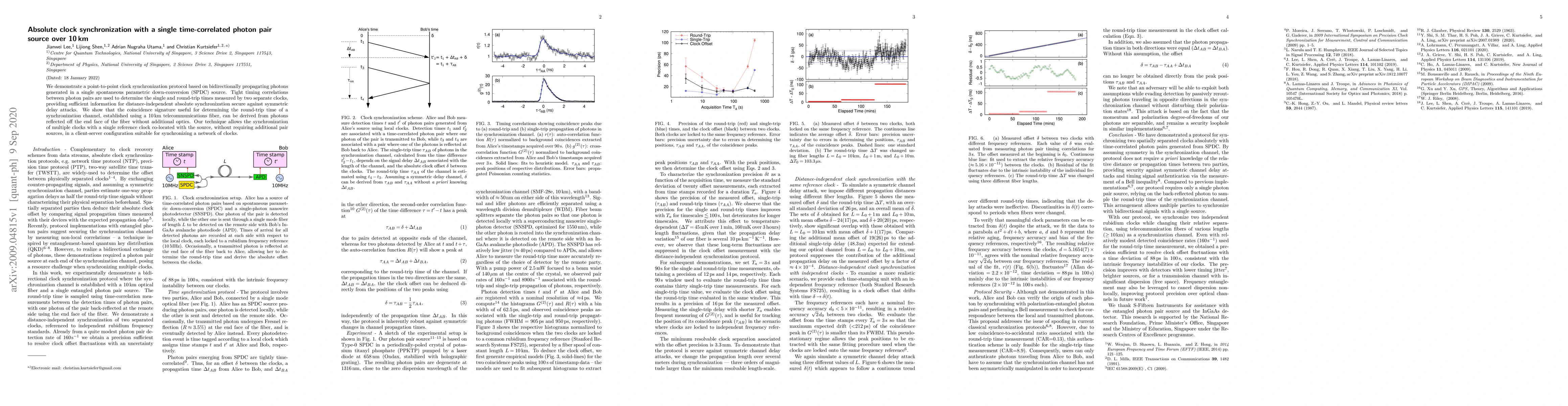 Thumbnail for Absolute clock synchronization with a single time-correlated photon pair
  source over 10km