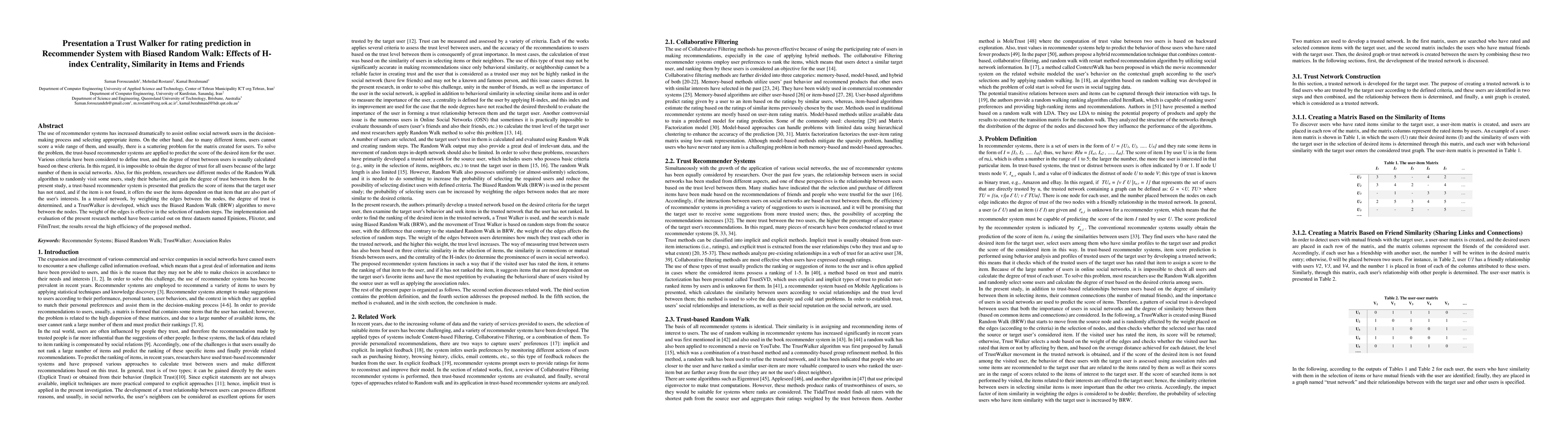 Thumbnail for Presentation a Trust Walker for rating prediction in Recommender System
  with Biased Random Walk: Effects of H-index Centrality, Similarity in Items
  and Friends