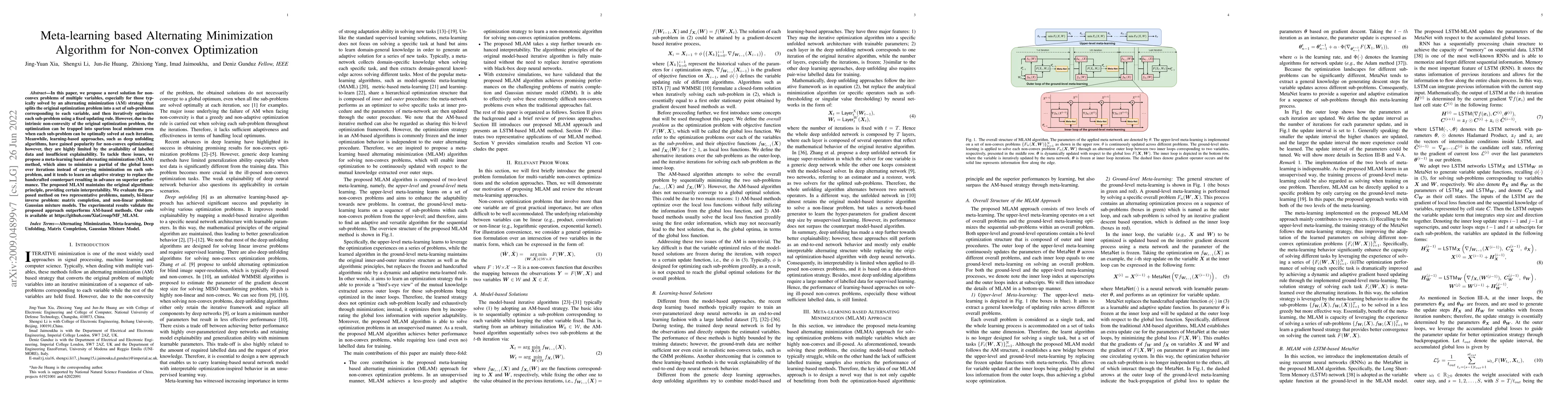 Thumbnail for Meta-learning based Alternating Minimization Algorithm for Non-convex
  Optimization