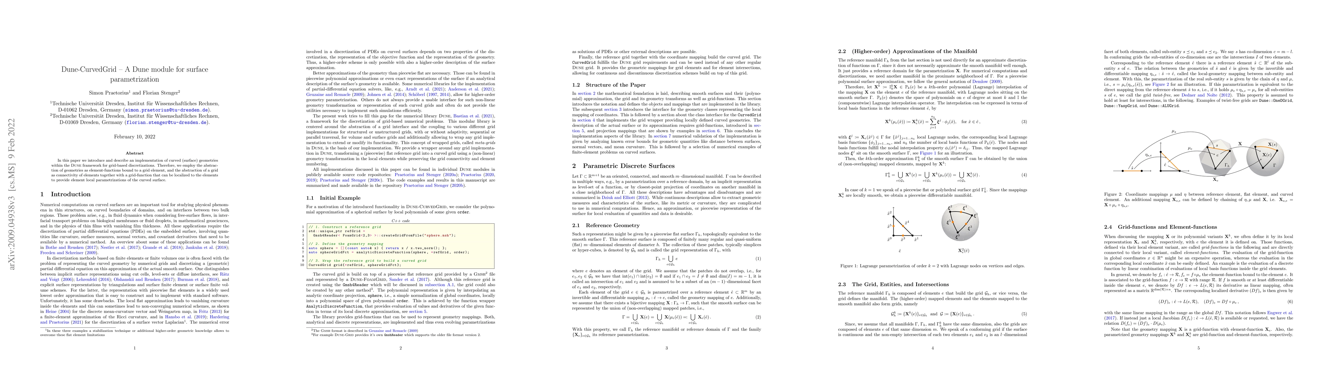 Thumbnail for Dune-CurvedGrid -- A Dune module for surface parametrization